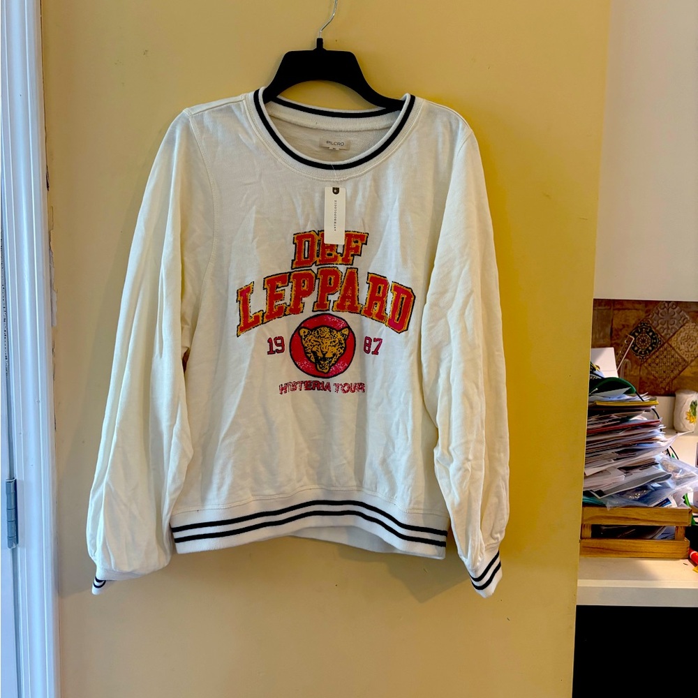 Anthro Pilcro Cream Graphic Sweatshirt